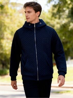 Navy Hooded Zip Jacket Size S